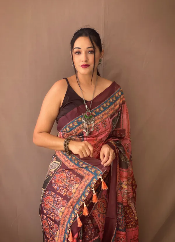 Pink_Pure_Soft_Cotton_Kalamkari_Print_Saree_With_Blouse_Piece_Attached